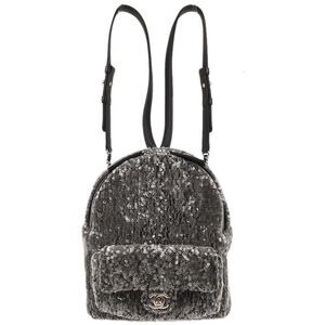 Chanel Waterfall Backpack Sequins With Leather Black Leather Backpack Bag